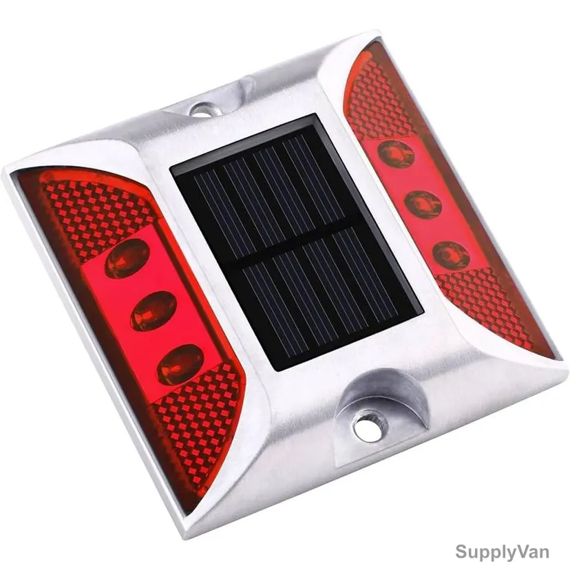 LED Solar Road Stud, Aluminium, 2.5CM Height x 10.5CM Width x 12.5CM Length, Red — image 1