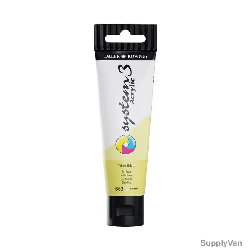 Daler Rowney System3 Acrylic Paint, 129059663, 59ml, 663 Yellow Ochre