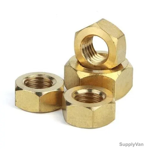 Brass Hex Nut, M10, DIN 934, 100 Pcs/Pack
