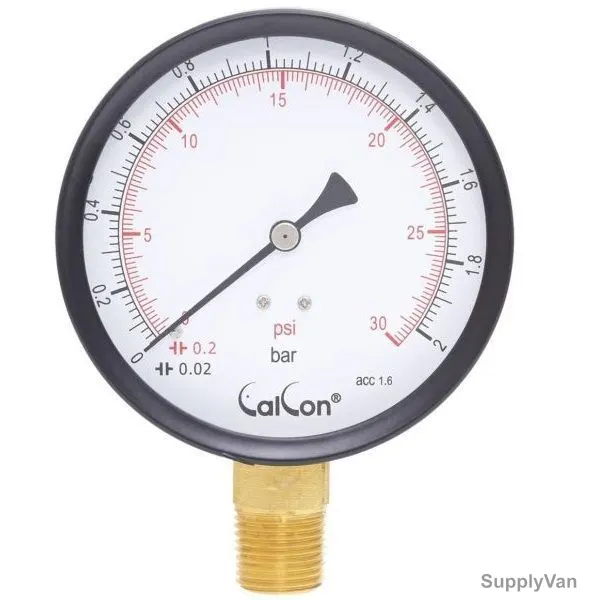 Calcon Pressure Gauge, CC2A, 100MM, 1/2 Inch, NPT, 0-2 Bar