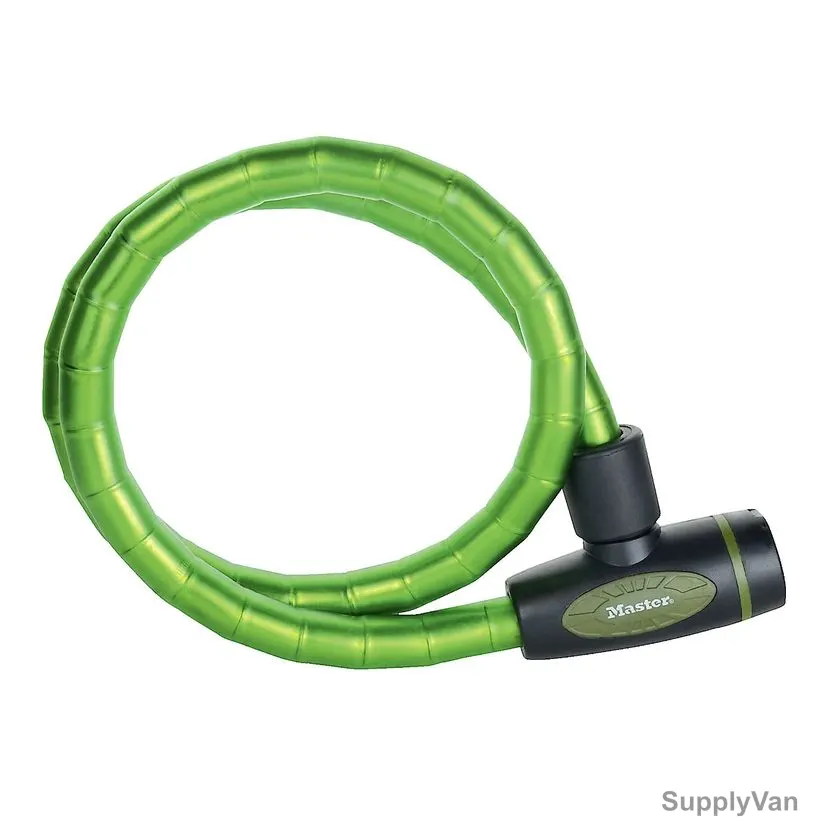 Master Lock Keyed Armoured Cable Lock, 8228EURDPRO, Vinyl and Steel, 1 Mtr x 18MM, Green