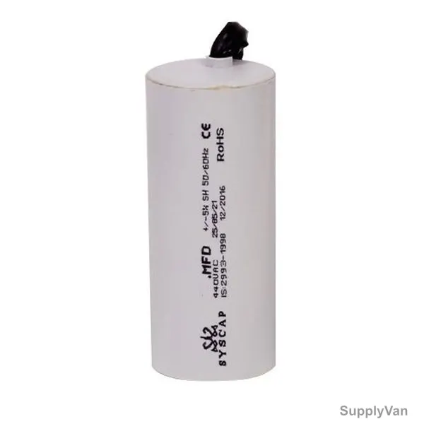 Syscap Motor Run Capacitor, 2 MFD, 440VAC