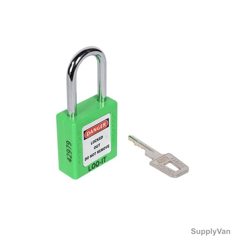 Loq-It Contractor Lockout Padlock, PD-LQGNKDS38, Nylon and Chrome Plated Steel, 38 x 6MM, Green