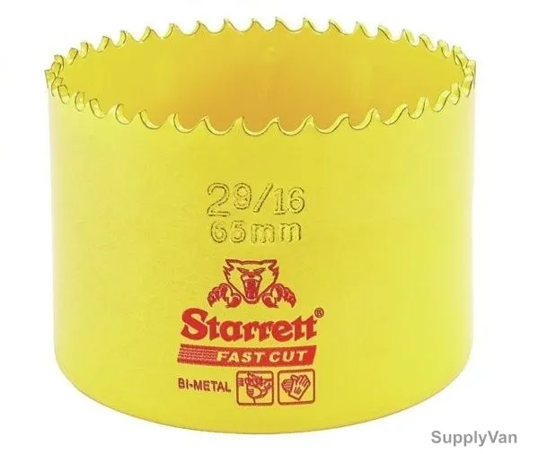 Starrett Hole Saw, FCH0296, High Speed Steel, 65MM, 5.5 TPI, Yellow