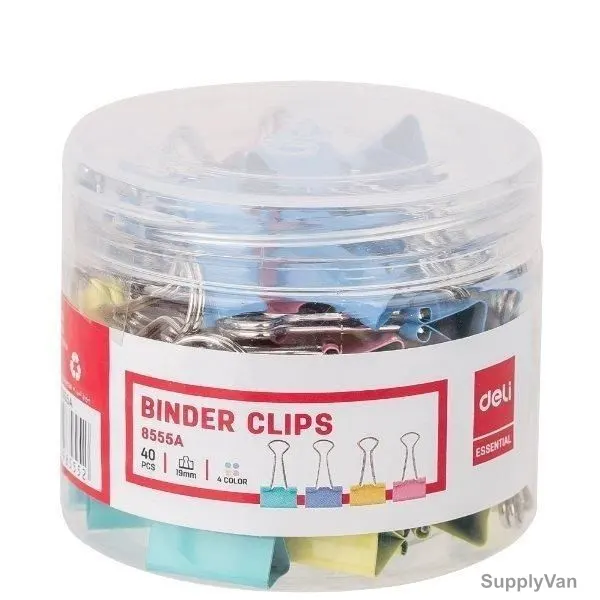 Deli Color Binder Clip, E8555A, PVC, 19MM, 40 Pcs/Pack — image 1