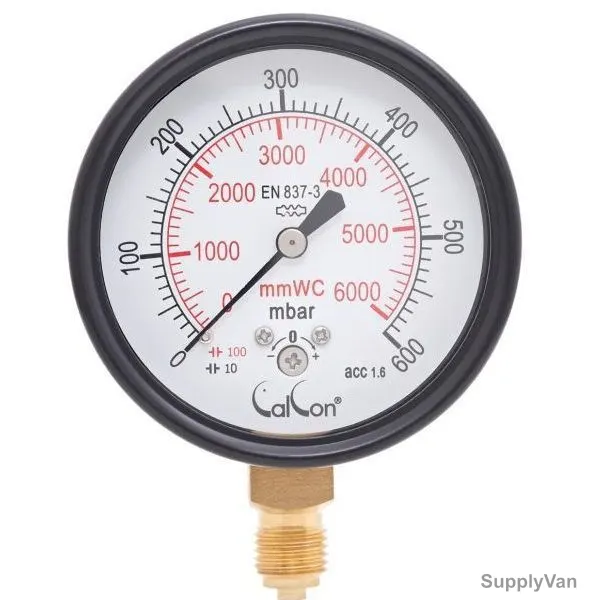 Calcon Capsule Pressure Gauge, CC9A, 63MM, 1/4 Inch, BSP, 0-600 Mbar
