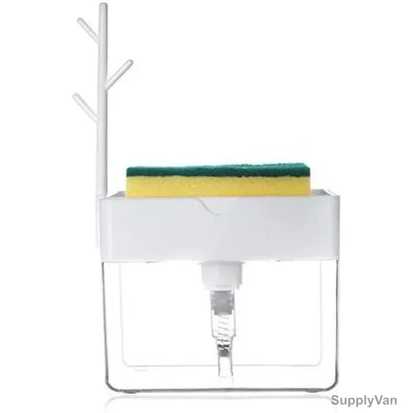 2 In 1 Soap Dispenser With Sponge Holder, Polypropylene, 13 x 10CM, White