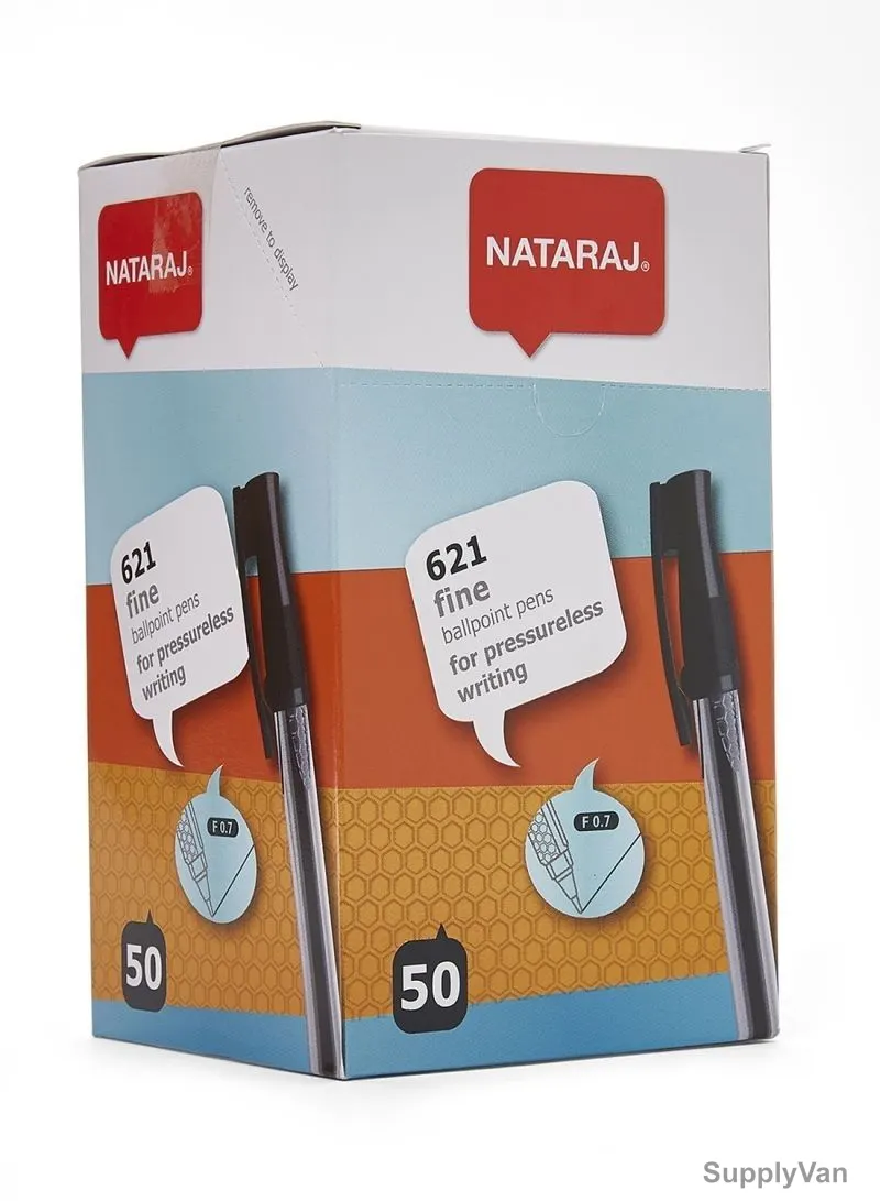 Nataraj Fine Ball Pen, HP621F50BK, 621 Series, 0.7MM, Black