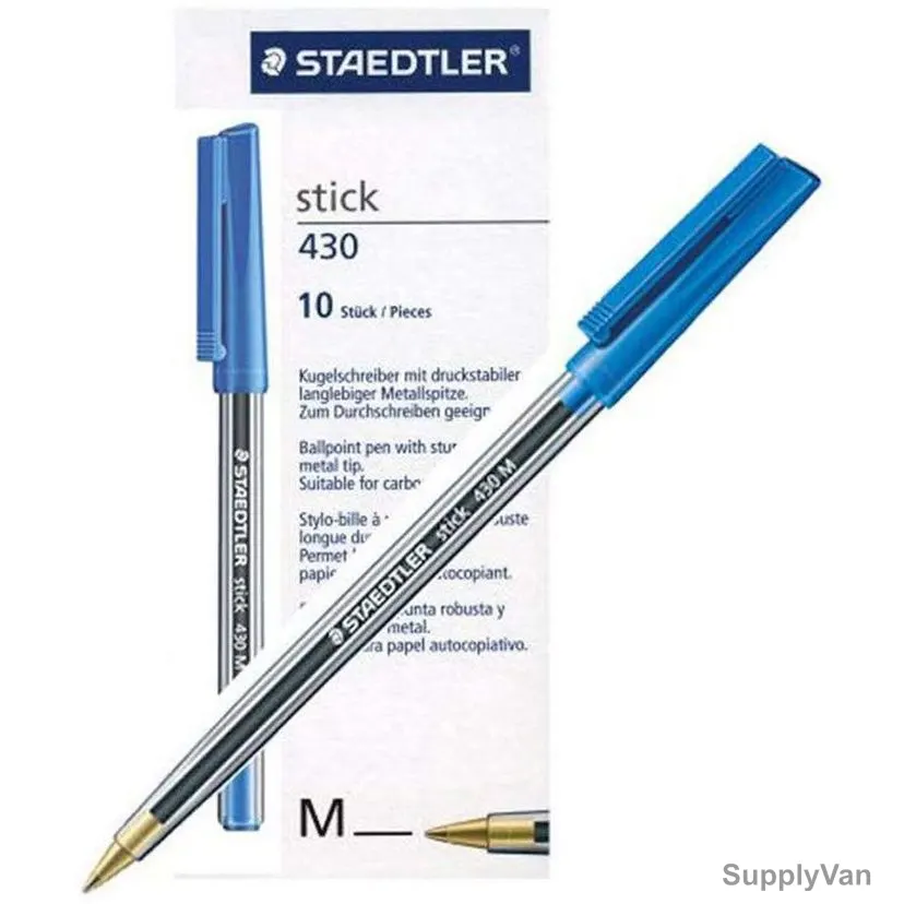 Staedtler Ball Pen, 430-M, Stick, Medium, Blue, 10 Pcs/Pack