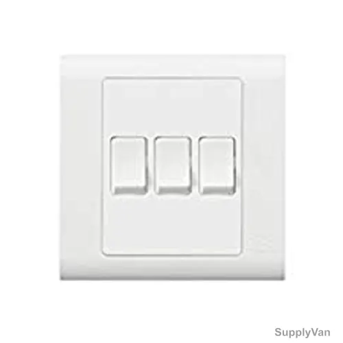 Mk Small Rocker Switch, MV4863W1WHI, Essential, Polycarbonate, 3 Gang, 1 Way, 10AX, White