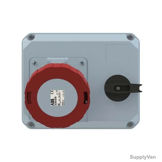 Abb Horizontal Switched Interlocked Socket Outlet, 363MHS6W, 380-415V, IP67, 63A, 3P+E, Red — image 1