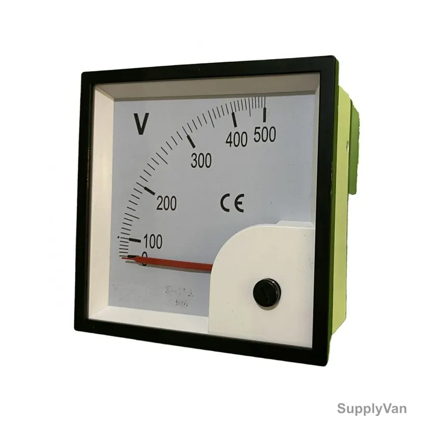 Enza Voltmeter, 0-500V, 96 SQ.MM, 90 Deg Panel Mount
