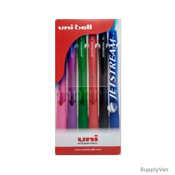 Uni-Ball Colours Retractable Ball Point Pen, SXN150C-10-06C, Jetstream, 1.0MM Tip, Assorted Colors, 6 Pcs/Set