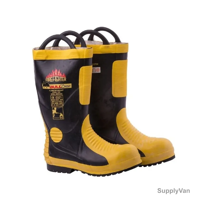Bulldozer Fire Fighting Boots, BD9788, Size47, Black/Yellow