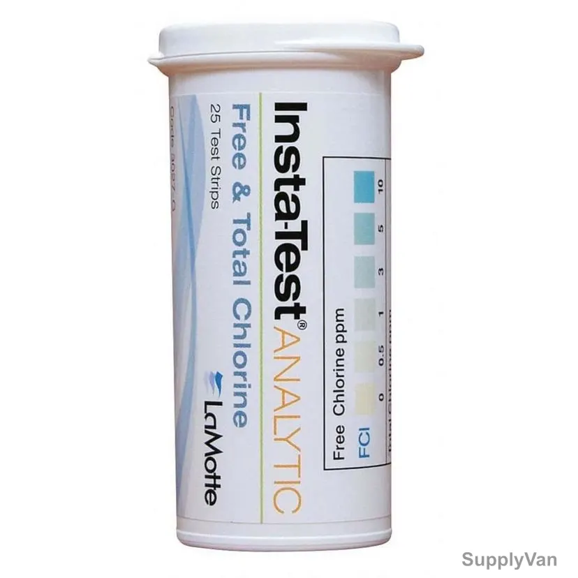 Lamotte Free and Total Chlorine Test Strip, 3027.G, Insta-Test, 0 to 1000 PPM, 25 Strips/Vial