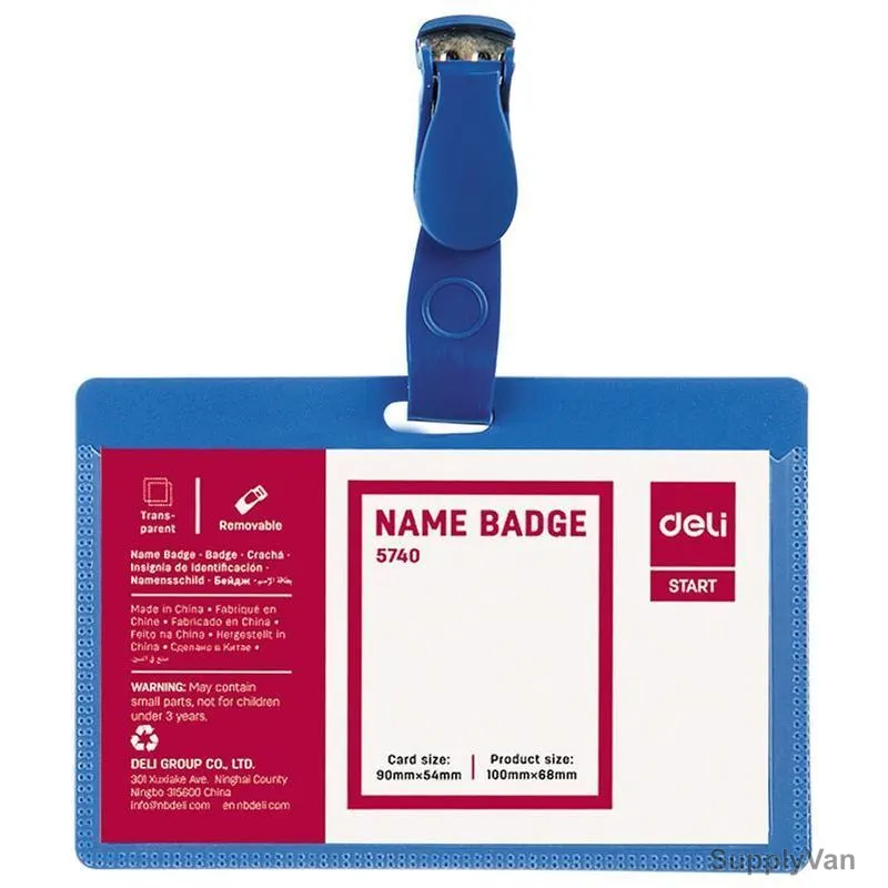 Deli Name Badge, E5740, Strap Clip, 54MM