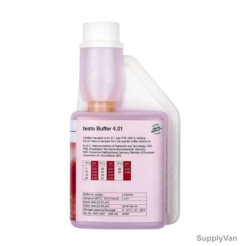 Testo Buffer Solution, 0554-2061, 4.01 pH, 250ML