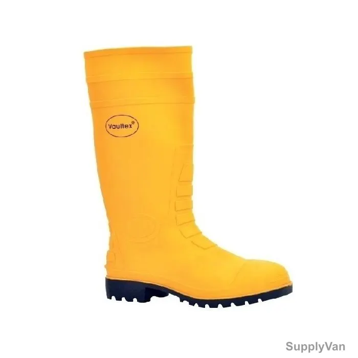 Vaultex Steel Toe Safety Rain Boots, RBY12, PVC, 15 Inch Height, Size43, Yellow