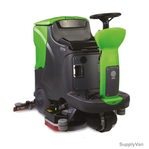 IPC Medium Size Ride On Scrubber Dryer, CT110-BT85, 1000-500W, 200 RPM, 850MM, Green and Black