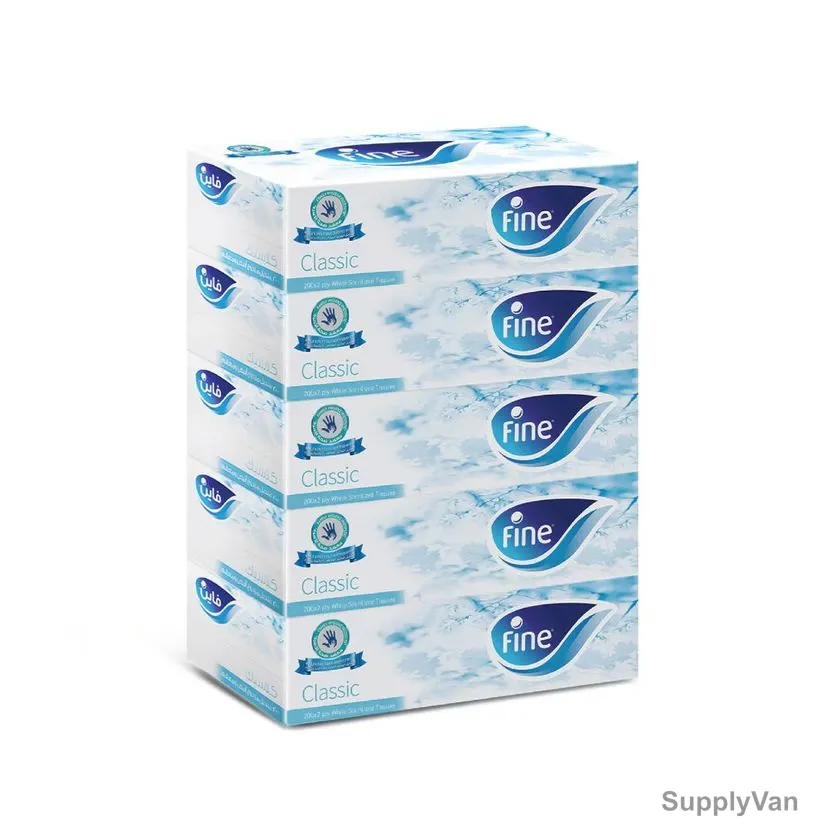 Fine Facial Tissue, Classic, 200 Sheets x 2 Ply, White, PK5