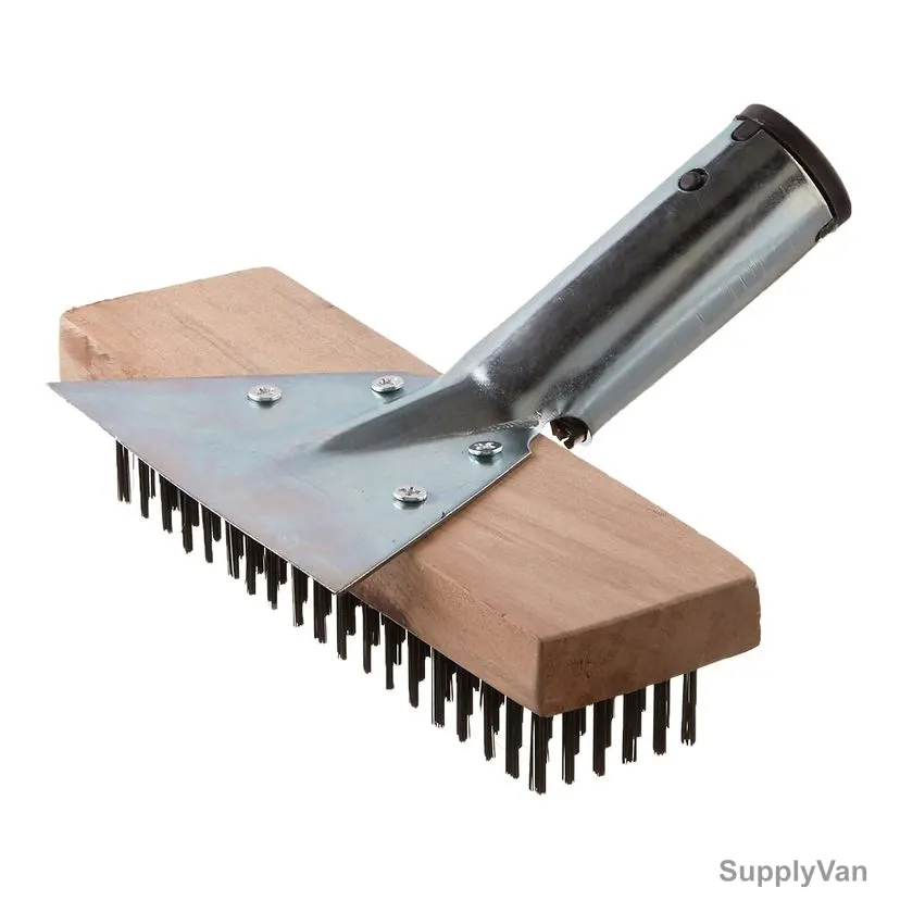 Gam Straight Back Wire Brush With Scraper, BW01619, Carbon Steel, 6 x 19 Row