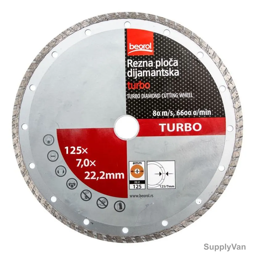Beorol Turbo Diamond Cutting Disc, RPDT125, 125MM