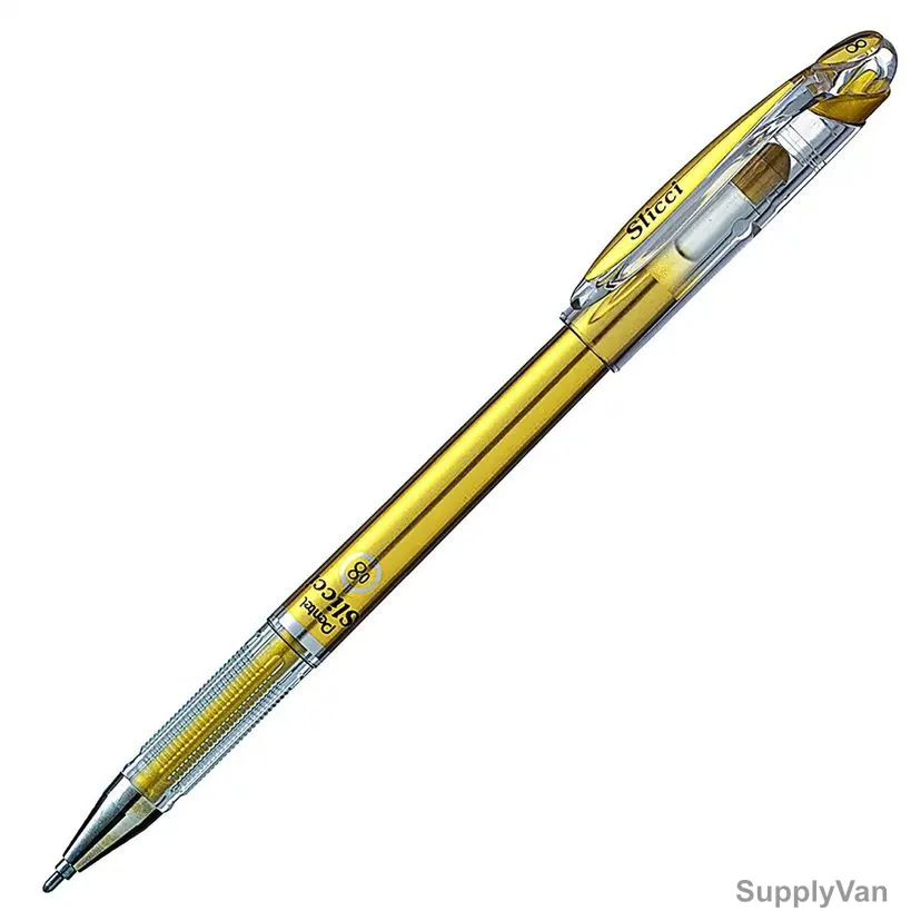 Pentel Slicci Gel Roller Pen, PE-BG208-X, 0.8MM Tip, Metallic Gold, 12 Pcs/Pack