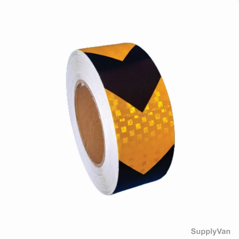 Yellow/Black Arrow Reflective Tape, 50MM Width x 25 Yards Length, 5 Rolls/Pack