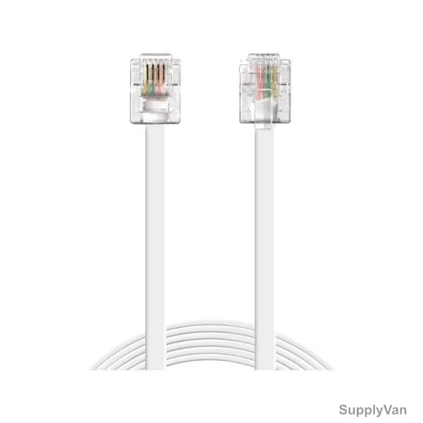 RJ11 to RJ11 Telephone Cable, 1.8Mtrs, White