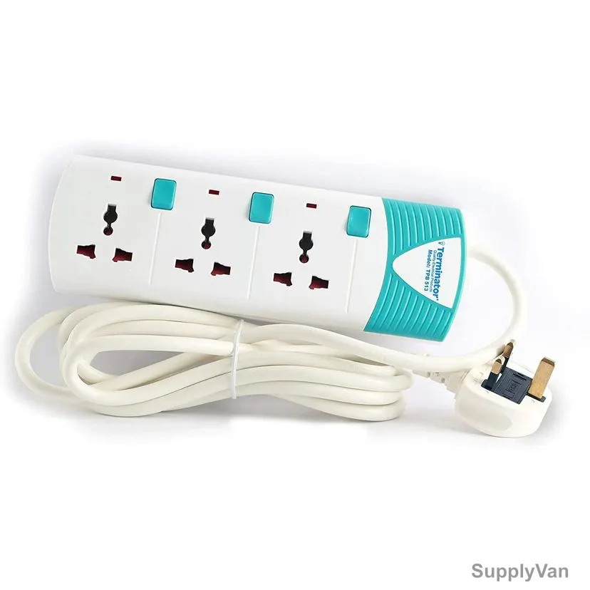 Terminator Universal Extension Socket, TPB513, 3 Way, 3 Mtrs, White
