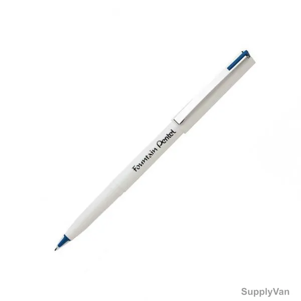 Pentel Stylo White Barrel Fountain Pen, PE-JM20W-C, 0.5MM Tip, Blue, 12 Pcs/Pack
