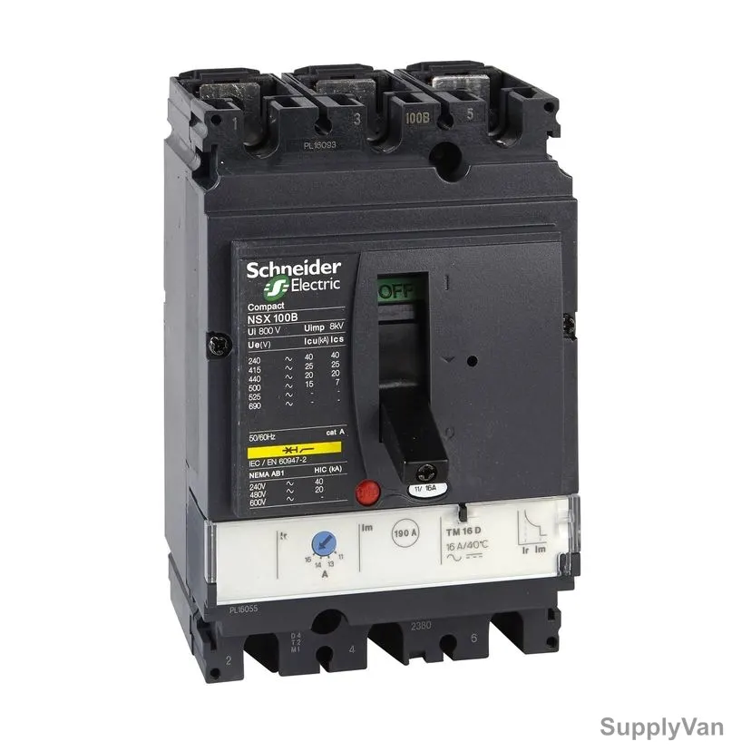 Schneider Electric Molded Case Circuit Breaker, LV430310, Compact NSX160B, 415VAC, 25kA, 3 Pole, 160A