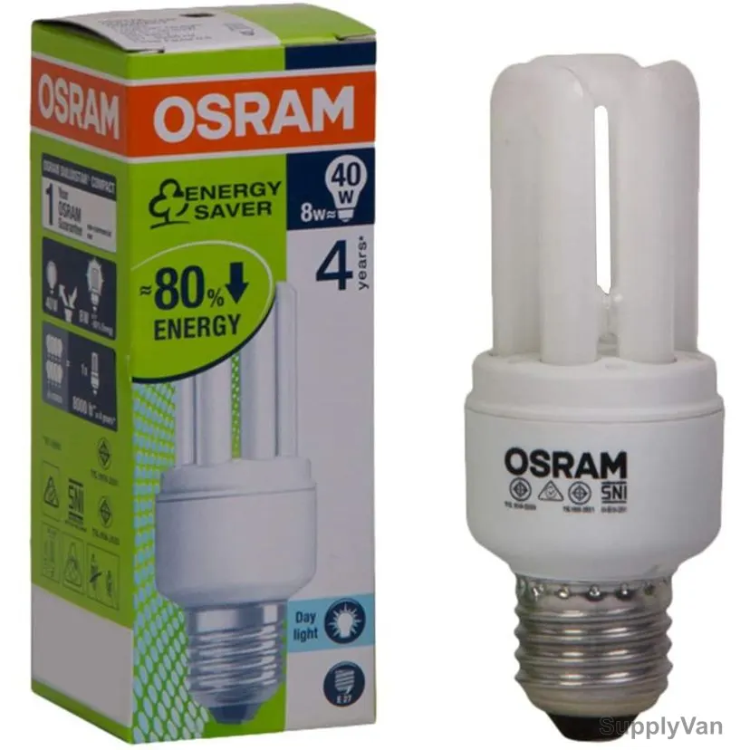 Osram Compact Fluorescent Lamp Duluxstar, E27, 8W, Lumilux Cool Daylight
