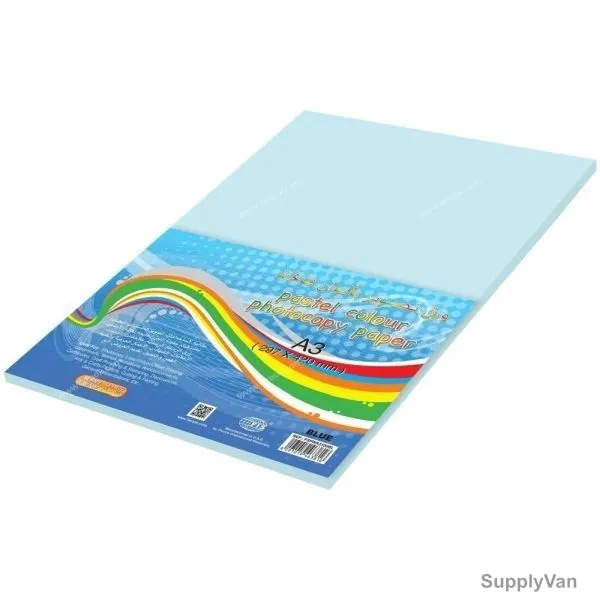 FIS Pastel Color Photocopy Paper, FSPWA3100BL, Paper, 80 GSM, 100 Sheets, A3, Pastel Blue, PK100