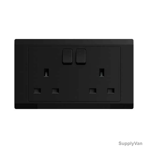 Abb Double Pole Switch Socket, BL239-885, Inora, 2 Gang, 13A, Starry Black — image 1