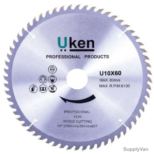 Uken Circular Saw Blade, U10X60, 10 Inch x 35MM, 60 Teeth