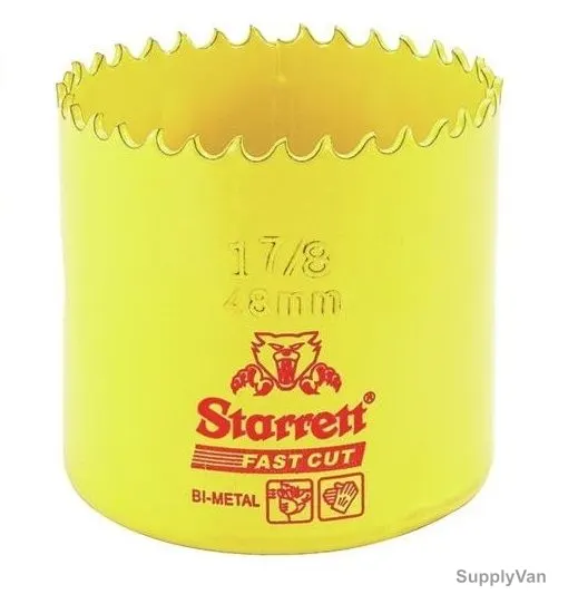 Starrett Hole Saw, FCH0178, High Speed Steel, 48MM, 5.5 TPI, Yellow