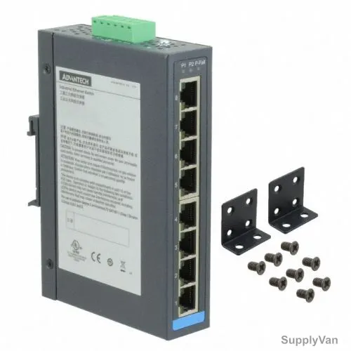 Advantech Industrial Eternet Switch, EKI-2528-BE, IP30, 8 Ports, 12-48VDC, Up to 100 Mbps Speed