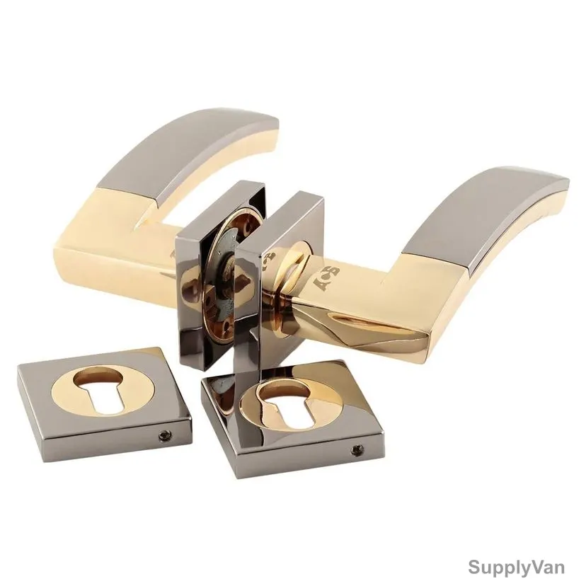 ACS Rose Door Handle With Key Hole, R01-AA95-BN-GP, Zinc, Black and Gold