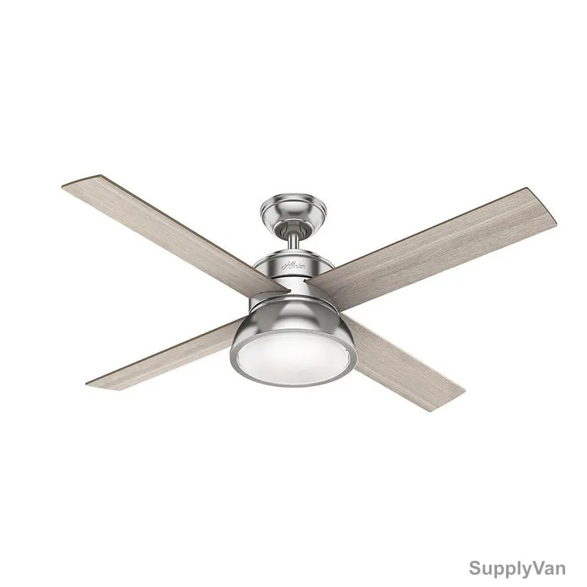 Hunter Ceiling Fan, HT-50424, Loki, 4 Blade, 52 Inch, Brushed Nickel — image 1