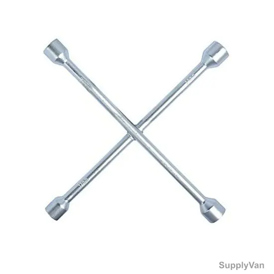 Double Sided 4 Way Cross Wheel Spanner, Alloy Steel, 17MM