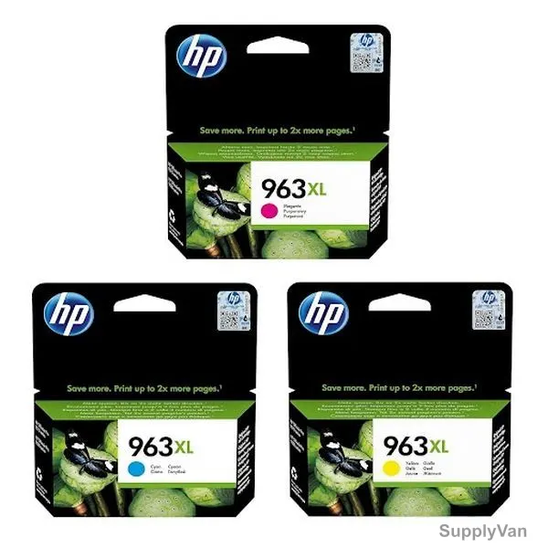 HP High Yield Original Ink Cartridge, 963XL, Cyan/Magenta/Yellow, 3 Pcs/Pack