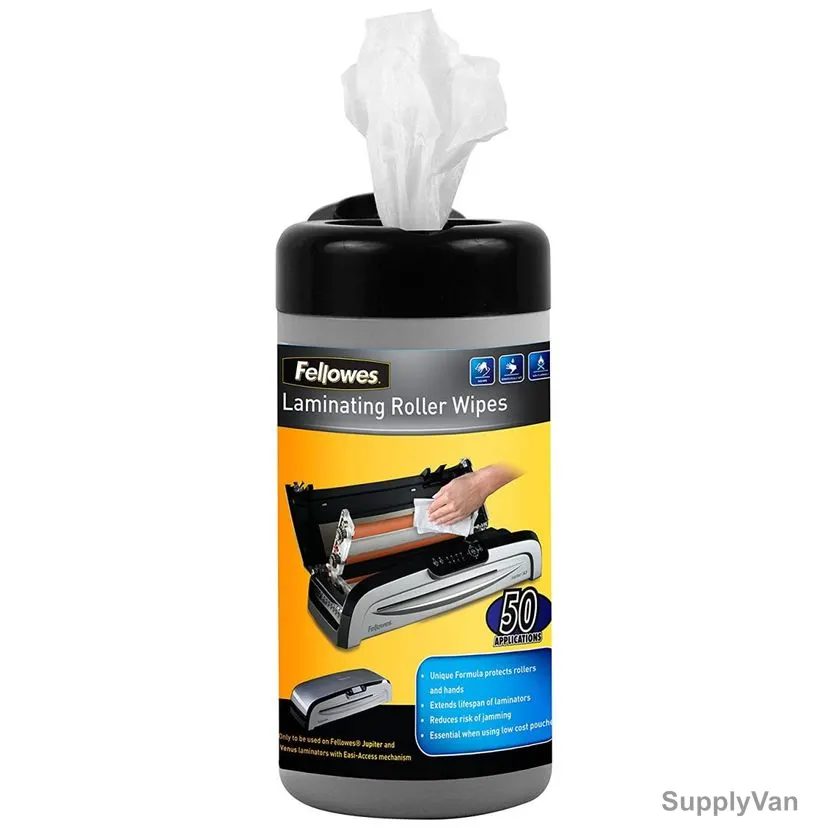 Fellowes Laminating Roller Wipe, 5703701, White, 50 Pcs/Pack