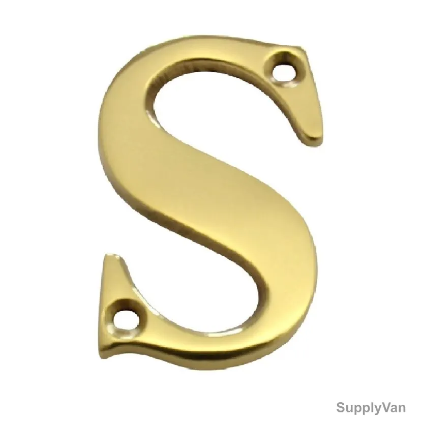 Brass Plated House Door Letter "S", KT-1995, 2 Inch, Aluminium, Gold