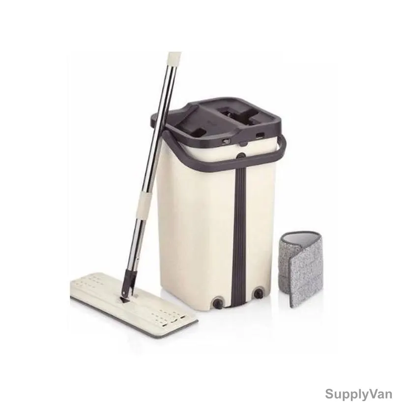 Akc Flat Mop Bucket With Refill, MB27, Plastic, 5.5 Ltrs, Light Beige