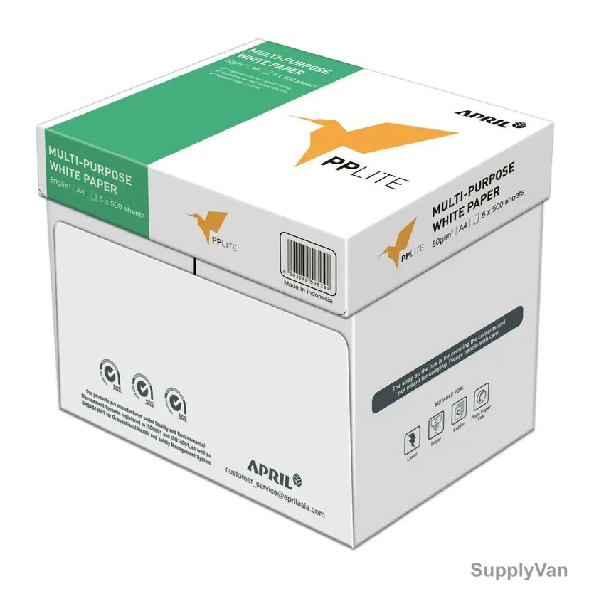 PP Lite Multi-Purpose Copy Paper, PPL80A4C, A4, 80 GSM, 500 Sheets, 5 Ream/Box