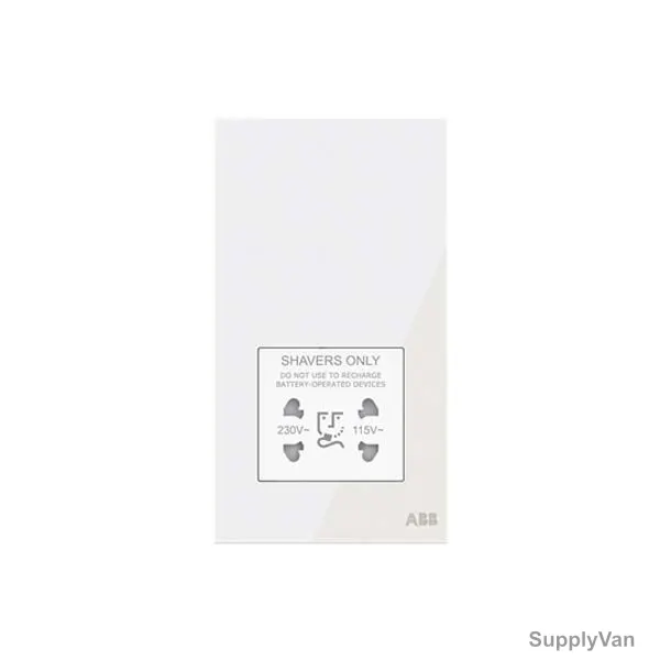 ABB Shaver Socket, AM40188-WG, Millenium, 20A, White Glass — image 1