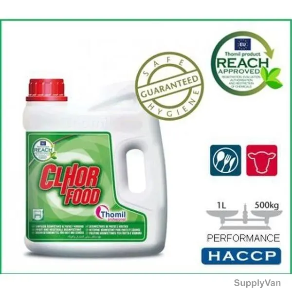 Thomil Clhor Food Fruit and Vegetable Sanitizer, LSLG089, 4 Litre, Yellow, PK4