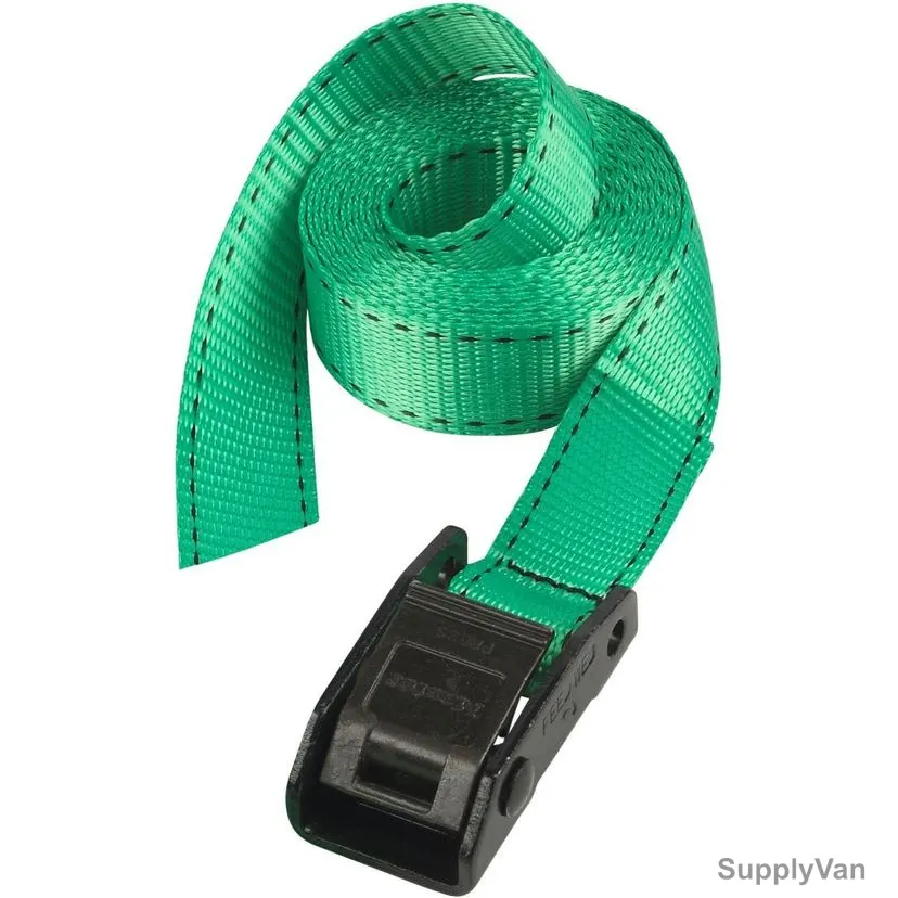 Master Lock Lashing Strap With Zamac Buckle, ML3379EURDATCOL, 5 Mtrs x 25MM, 150 Kg, Green, 2 Pcs/Pack