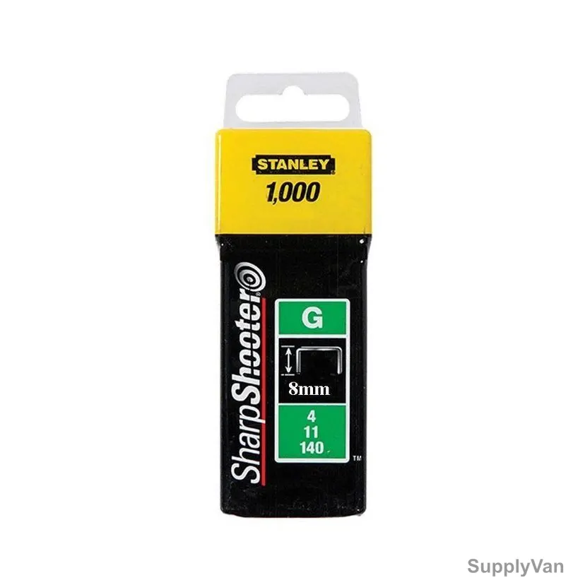 Stanley Type G Heavy Duty Staple Box, 1-TRA705T, 8MM, 1000 Pcs/Box — image 1